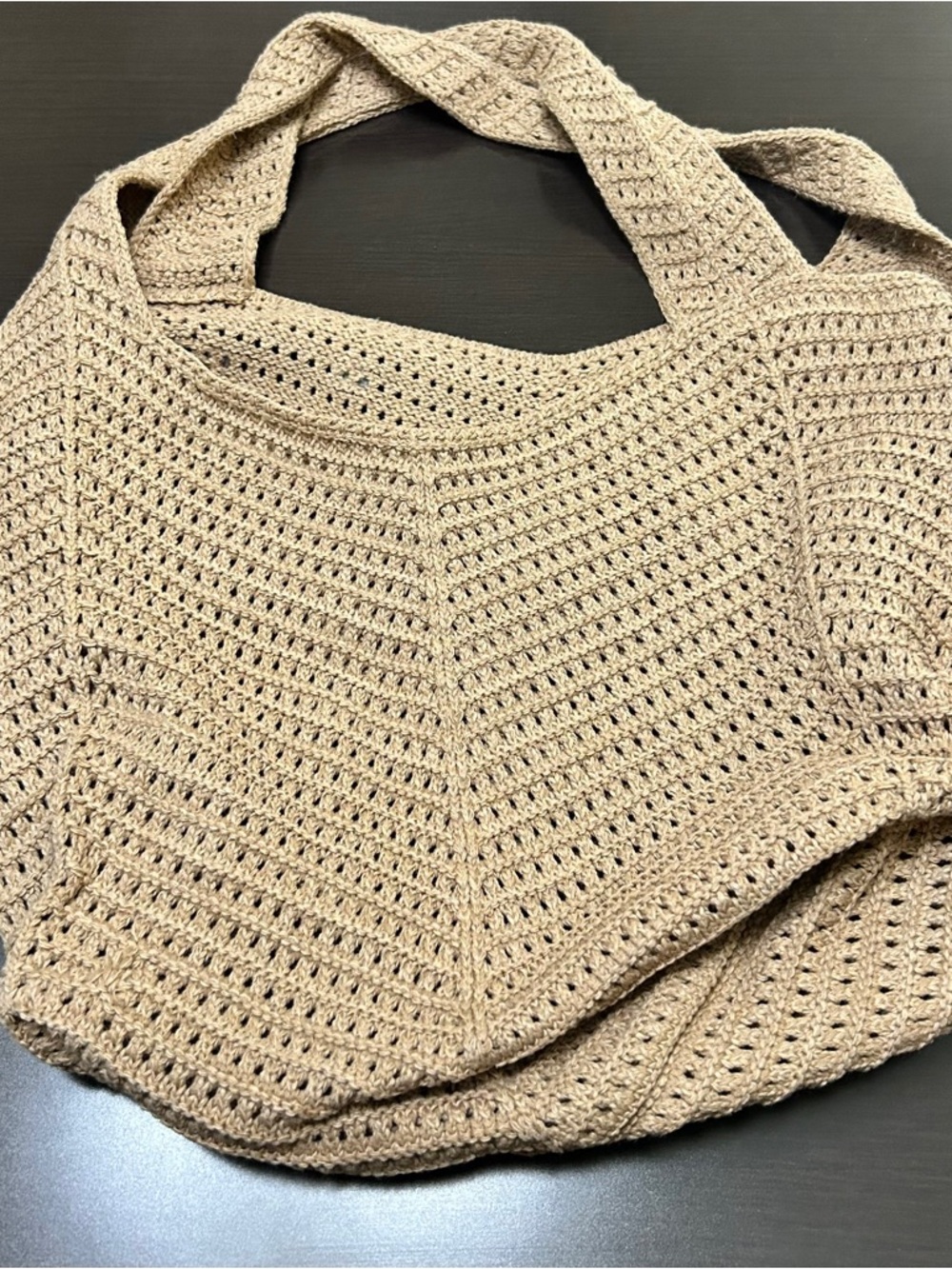Beige Crochet Shoulder Bag with Multicolor Bead Accents - Picture 5 of 5